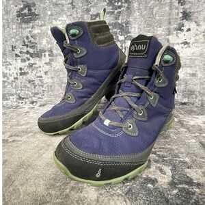 Ahnu Women 7.5 Sugarpine Hiking Boots Blue Green Gorpcore Outdoor Waterproof
